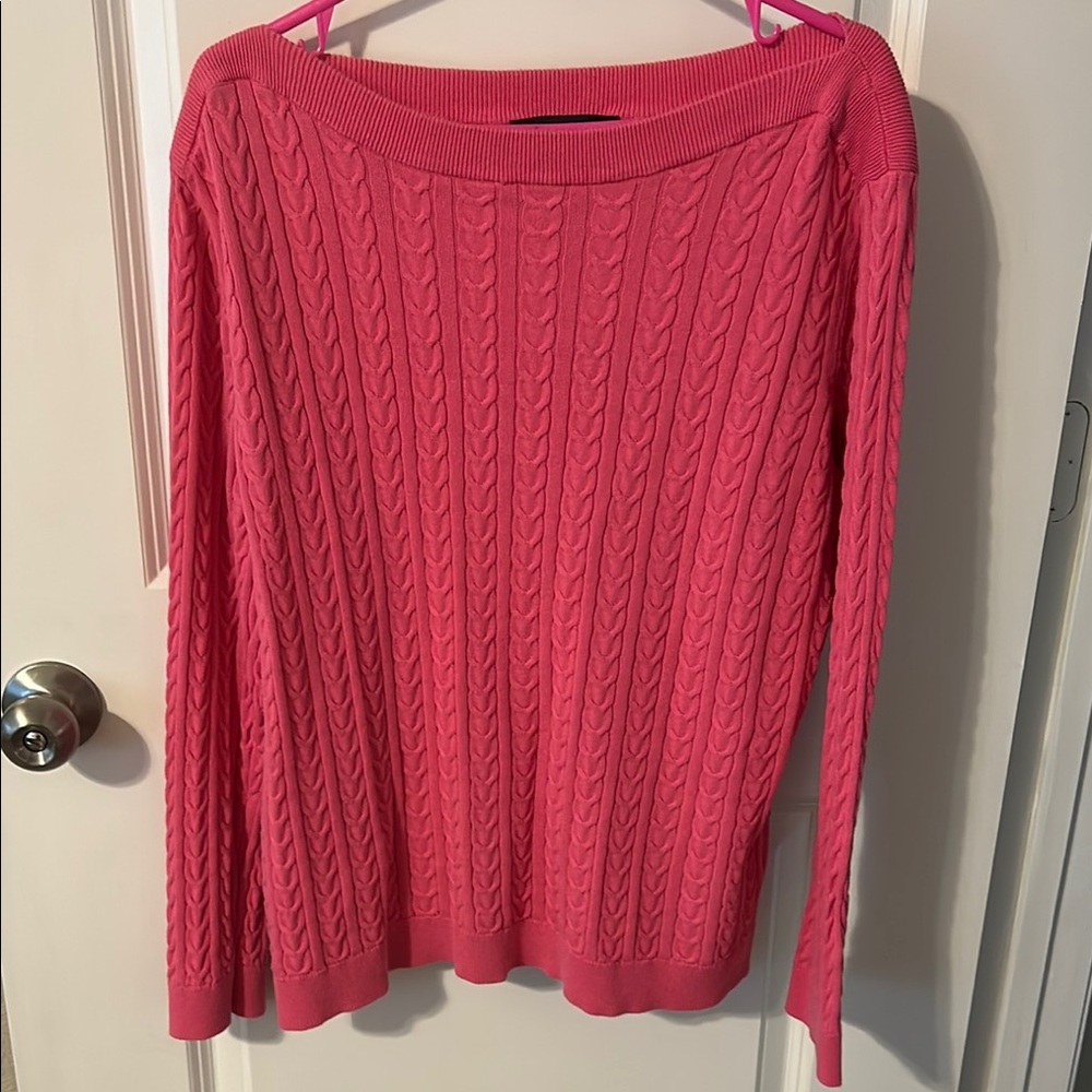 Tommy Hilfiger Off-the-Shoulder Pink Sweater